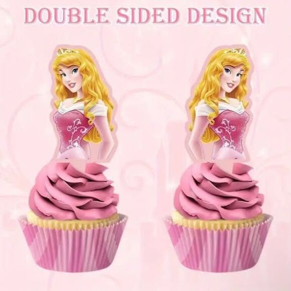 NEW 30pc Disney Princesses Double Sided Princess Birthday Party Cupcake Toppers - Picture 2 of 5